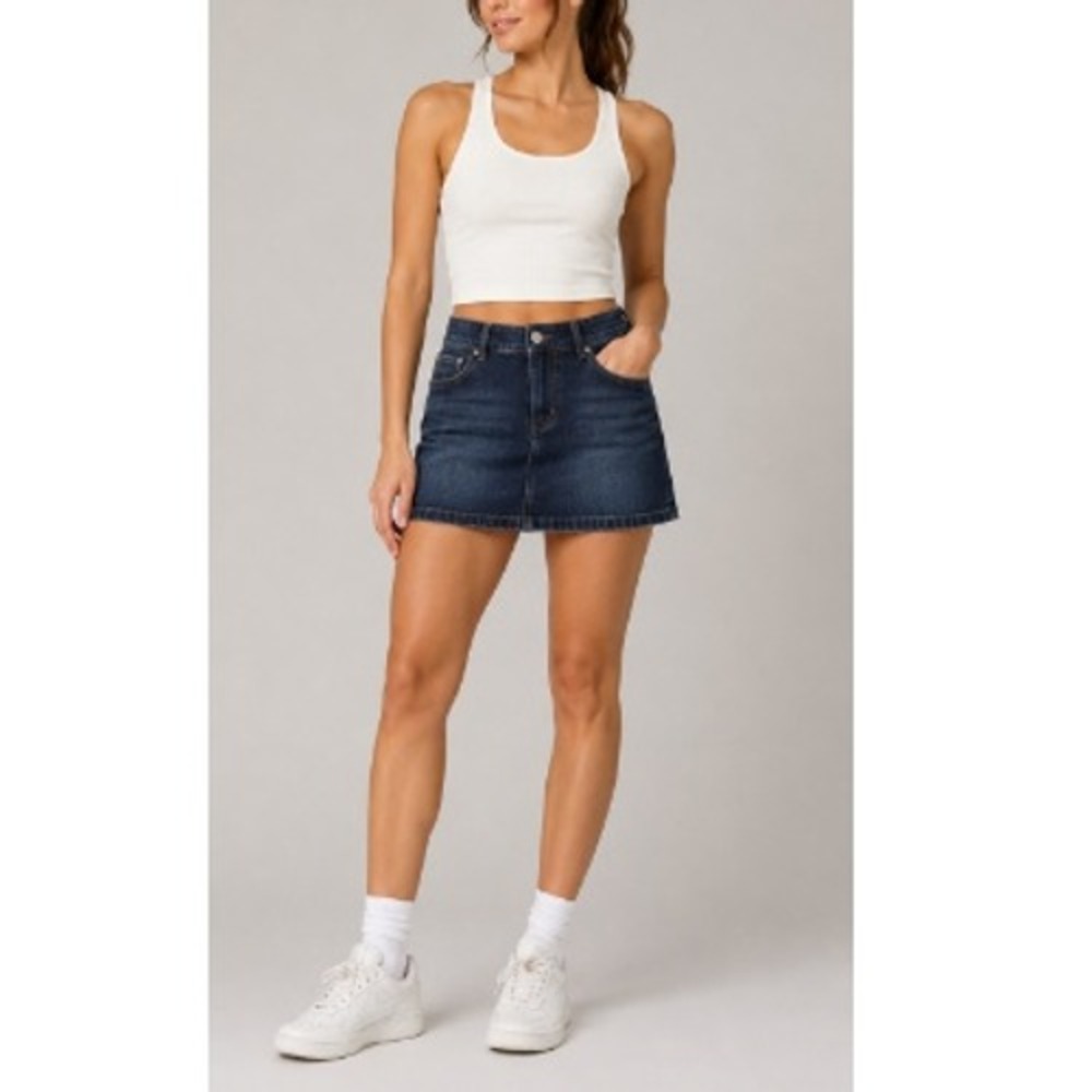 White House Black Market Women's Navy Blue Five Pocket Denim Skirt Size‎ 6
